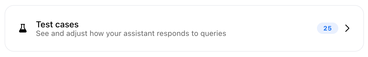 The Test cases entry in the chatbot settings
